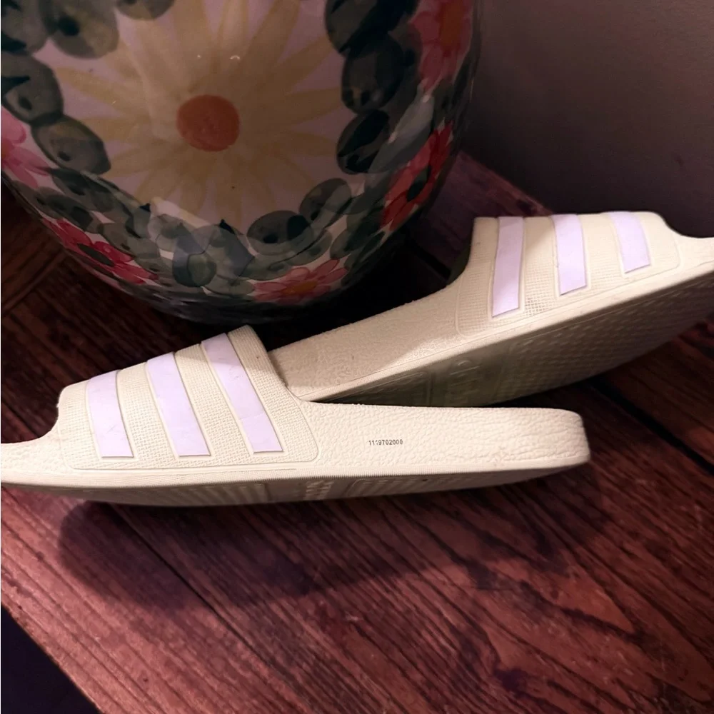 Adidas Women's Light Yellow Slides - Picture 9 of 9